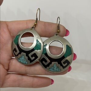 Elegant Silver and Green Earrings